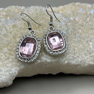 Elegant Silver and Pink Crystal Earrings Stylish Glamour
